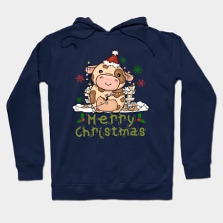 Cow Christmas Cute Cow Merry Christmas Hoodie